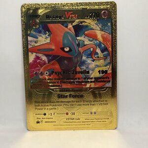 Custom Pokémon Gold Foil Card Deoxys VMax ☄️Fan Art Card☄️Hp270
